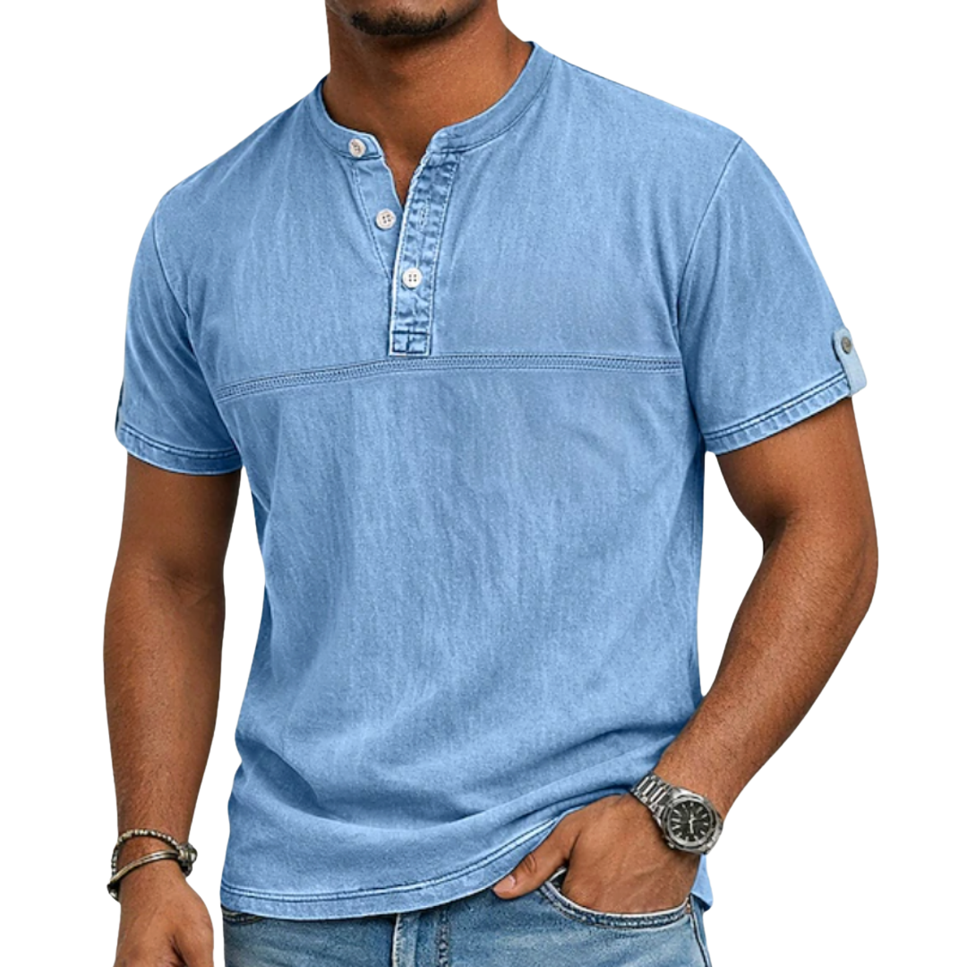 Short-Sleeved Casual Shirt with Collar for Men