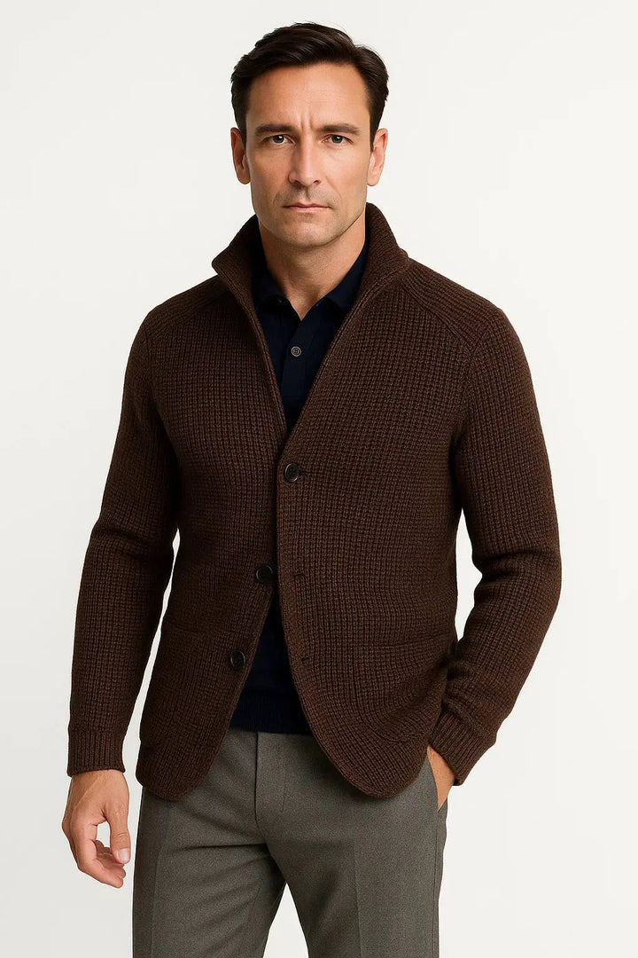 Herre strikcardigan med knapper