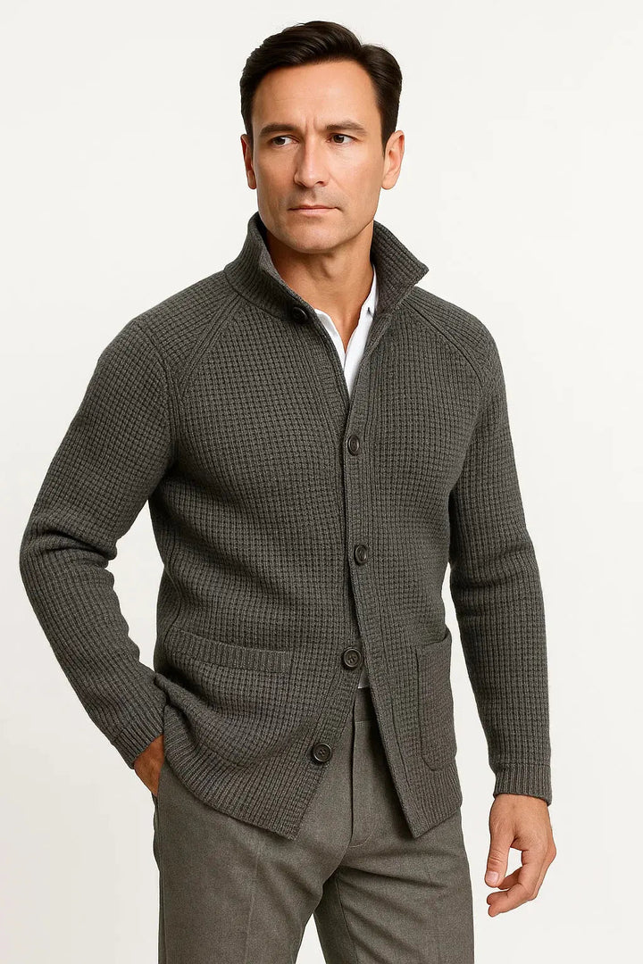 Herre strikcardigan med knapper