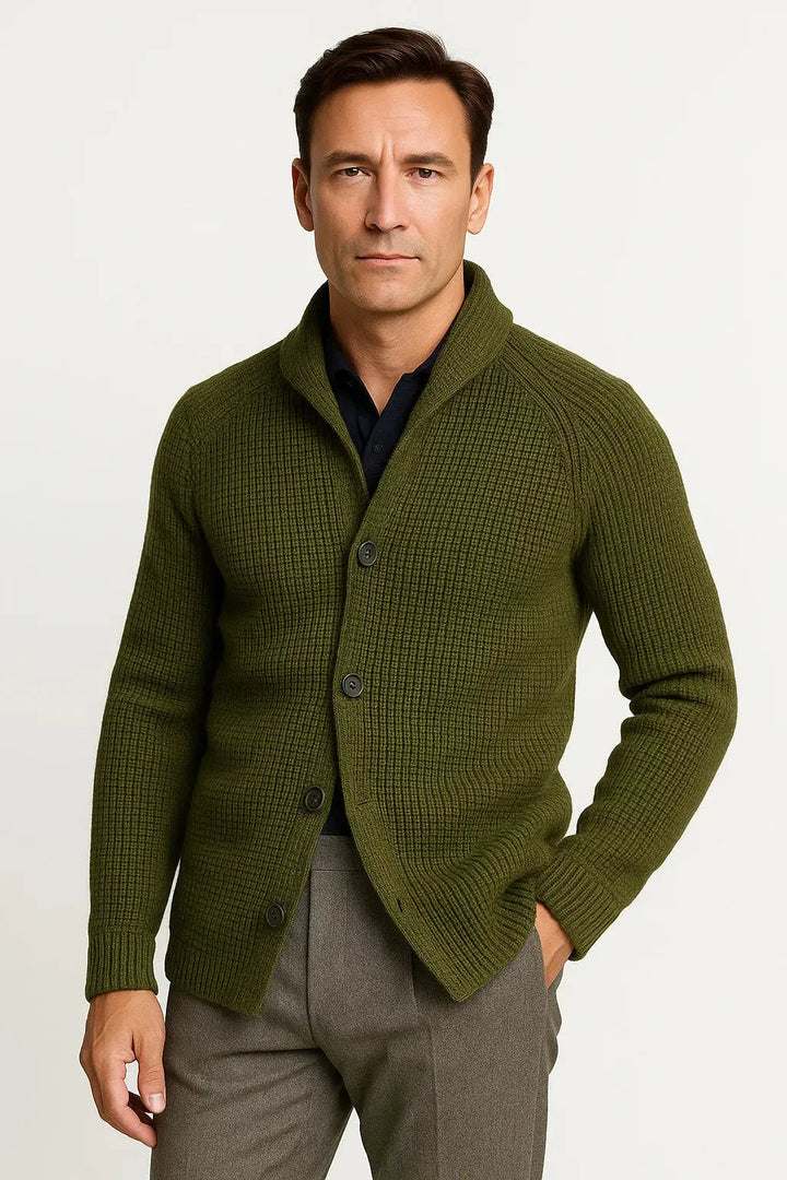 Herre strikcardigan med knapper