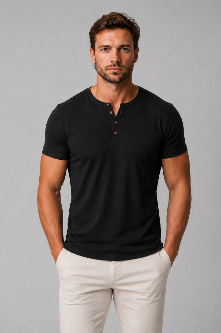 Slim Fit Henley T-shirt for Men