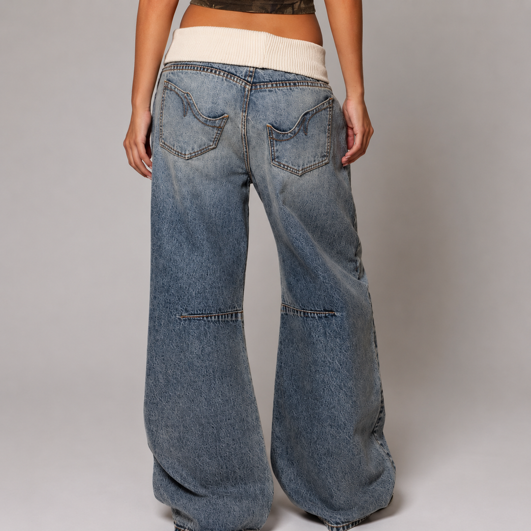 Low-rise baggy jeans for women