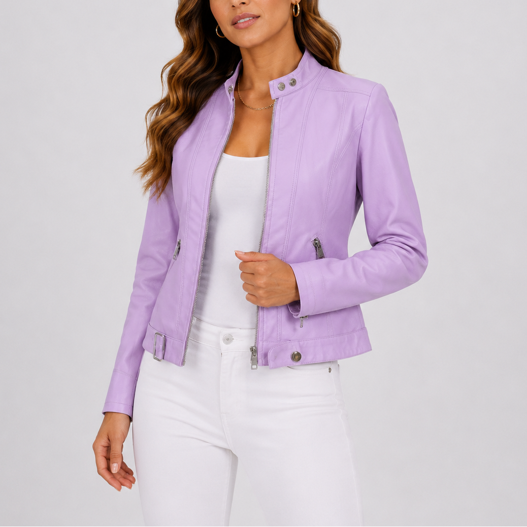 Classic leather jacket for women