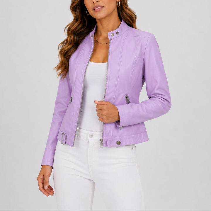 Classic leather jacket for women