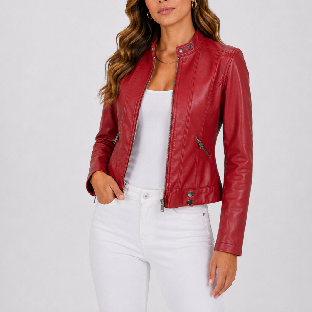 Classic leather jacket for women