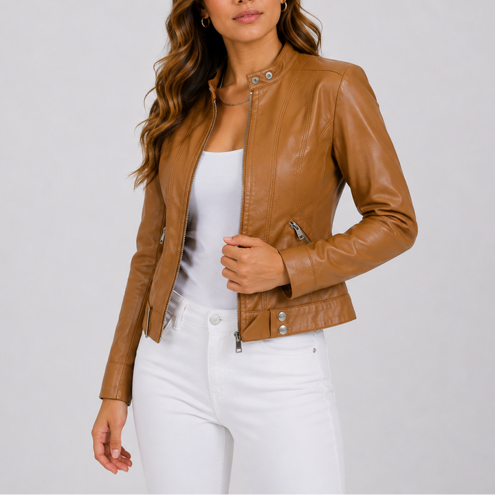 Classic leather jacket for women