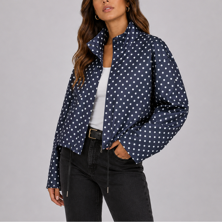 Casual polka-dot bomber jacket for women