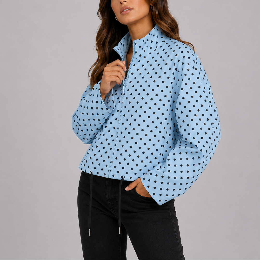 Casual polka-dot bomber jacket for women