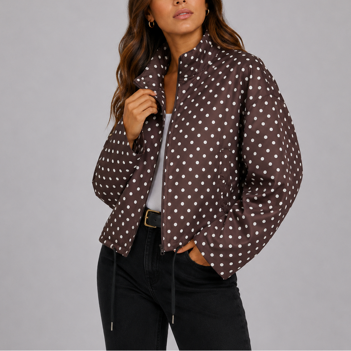 Casual polka-dot bomber jacket for women