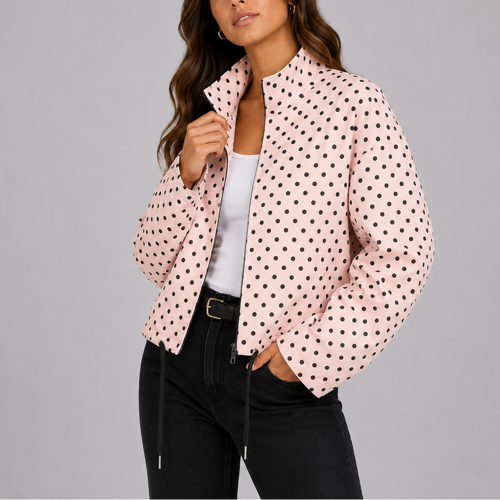 Casual polka-dot bomber jacket for women