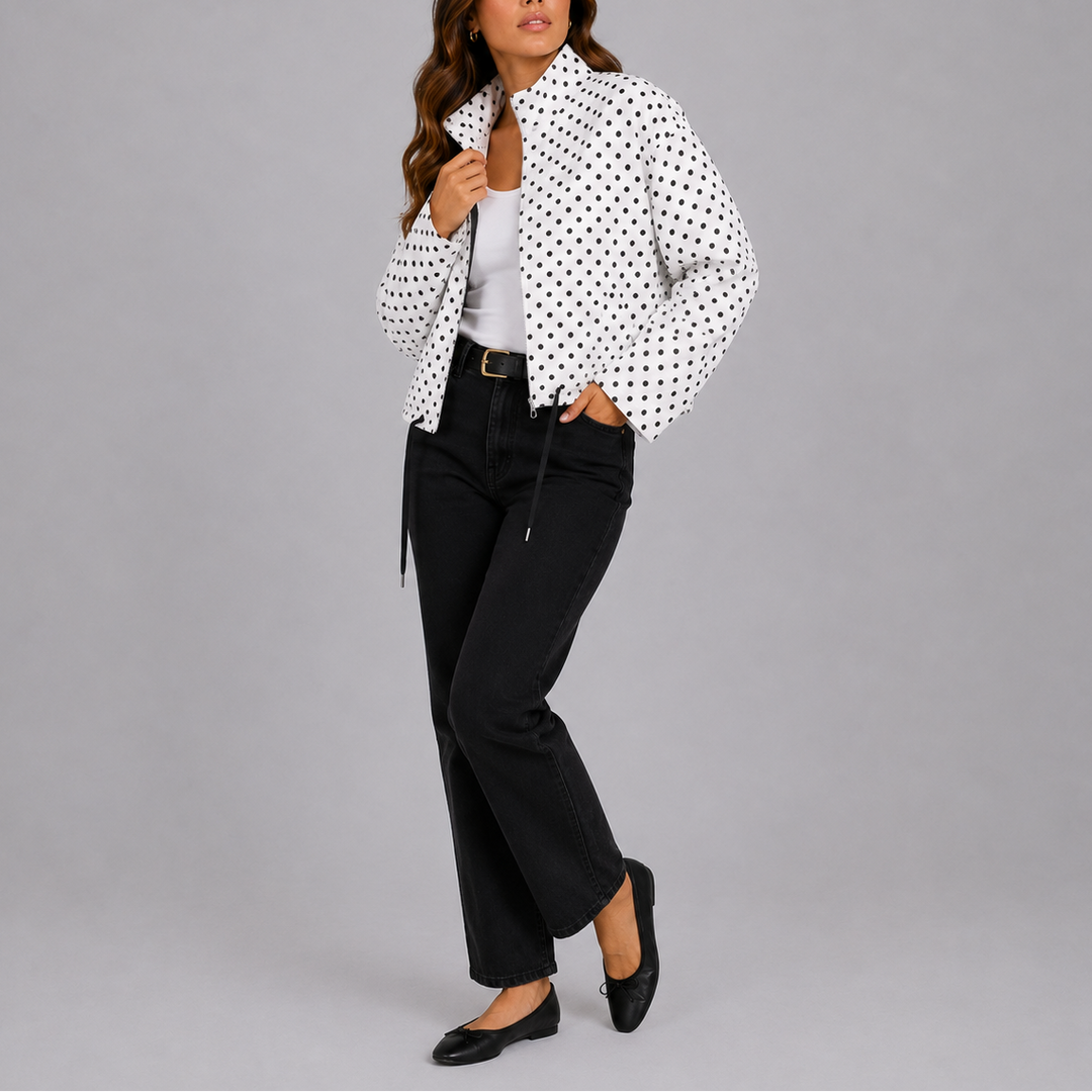 Casual polka-dot bomber jacket for women