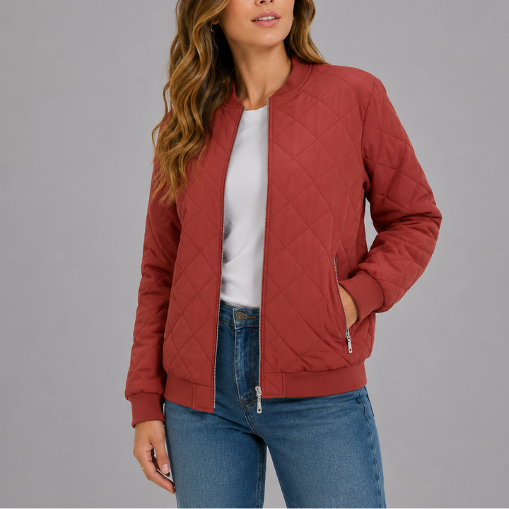 Classic quilted bomber jacket for women