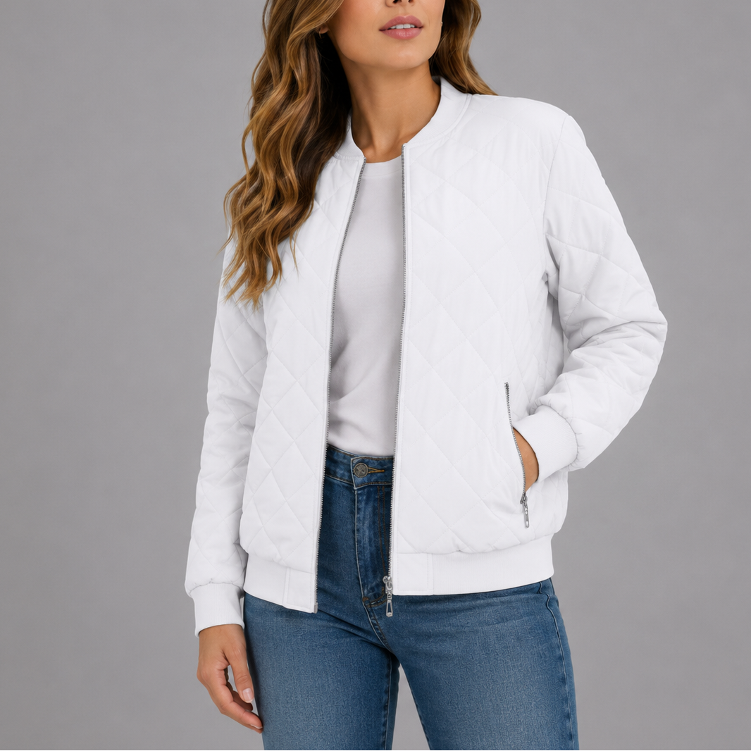 Classic quilted bomber jacket for women