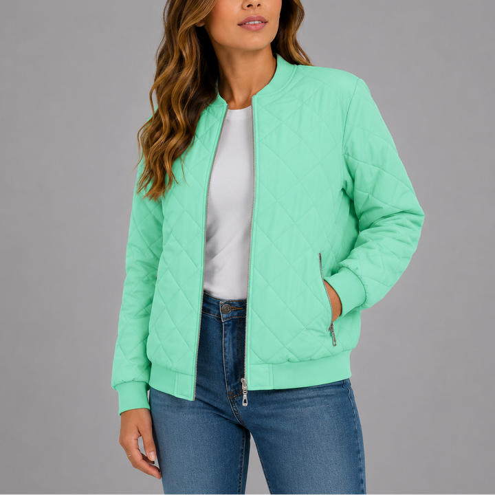 Classic quilted bomber jacket for women