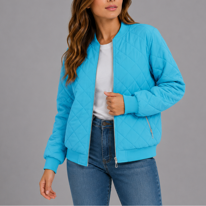 Classic quilted bomber jacket for women