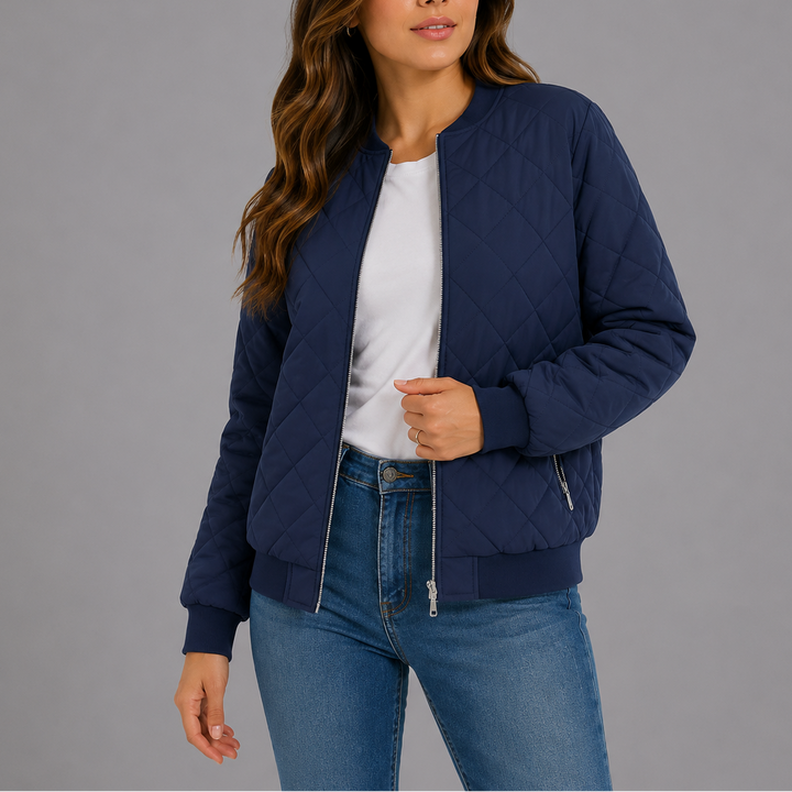 Classic quilted bomber jacket for women