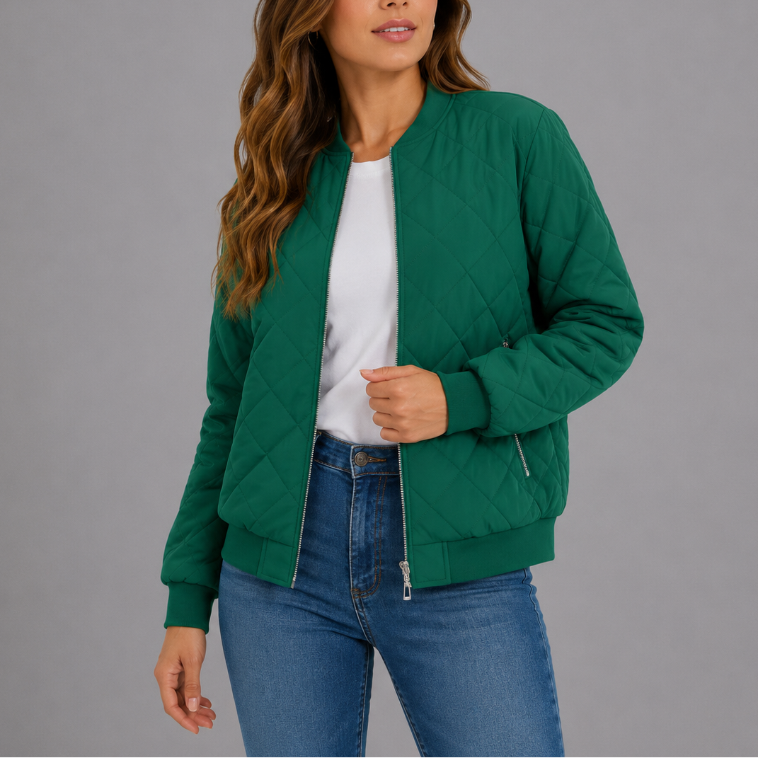 Classic quilted bomber jacket for women