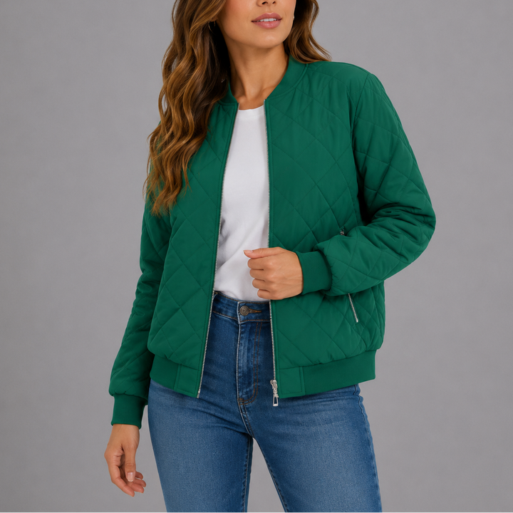 Classic quilted bomber jacket for women