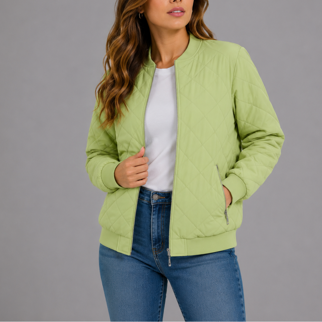 Classic quilted bomber jacket for women