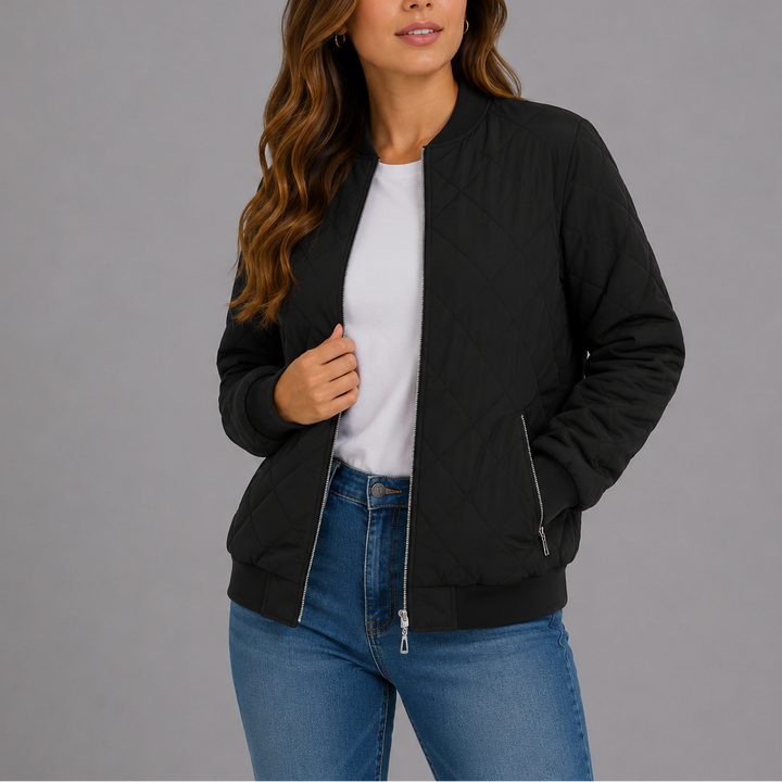 Classic quilted bomber jacket for women