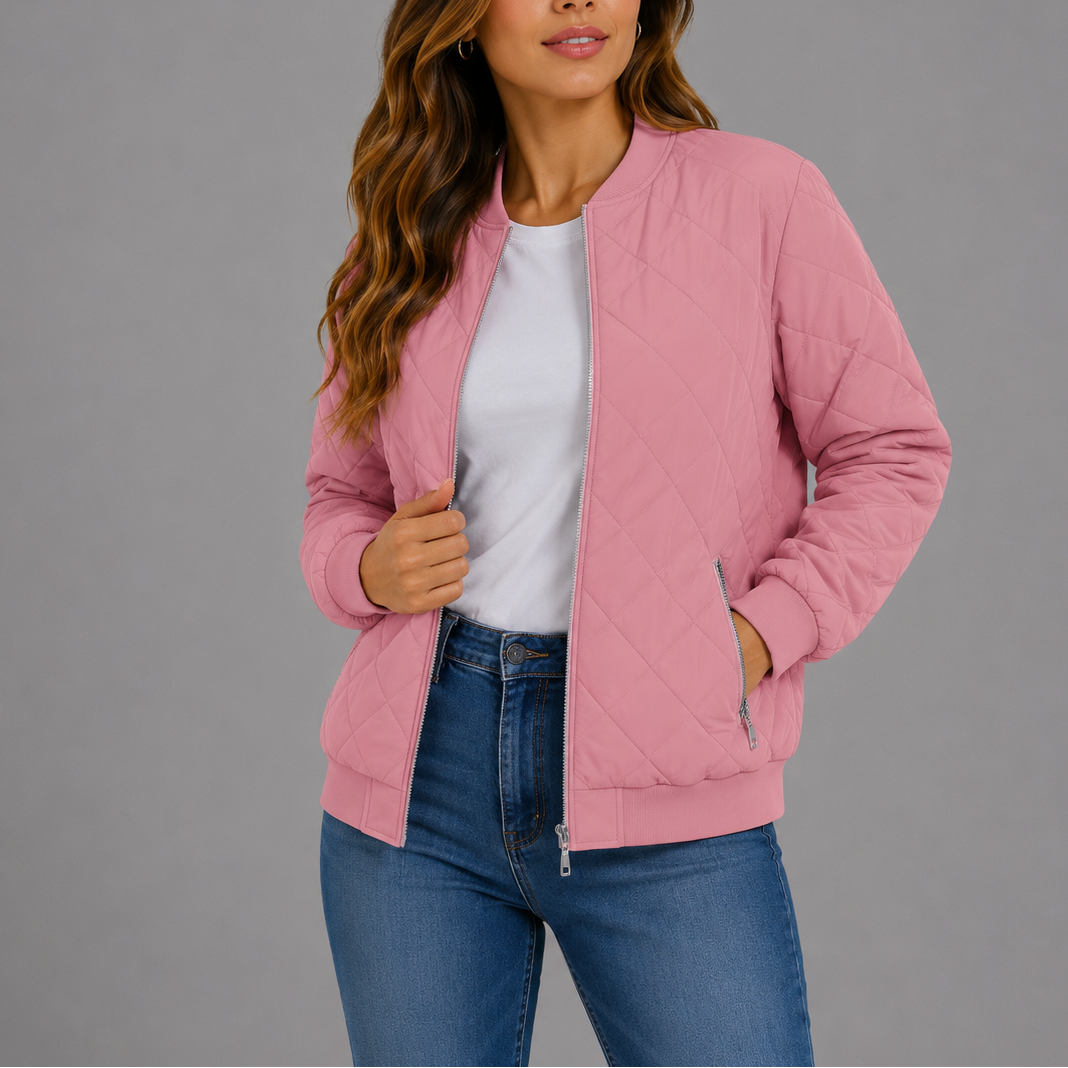 Classic quilted bomber jacket for women