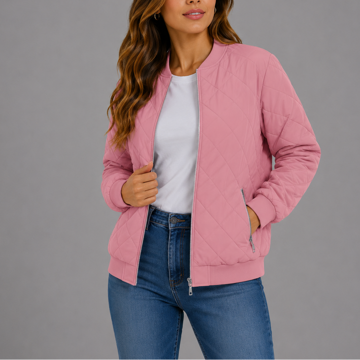 Classic quilted bomber jacket for women