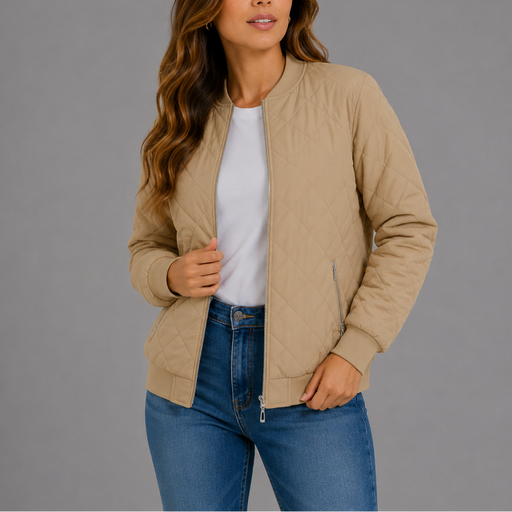 Classic quilted bomber jacket for women