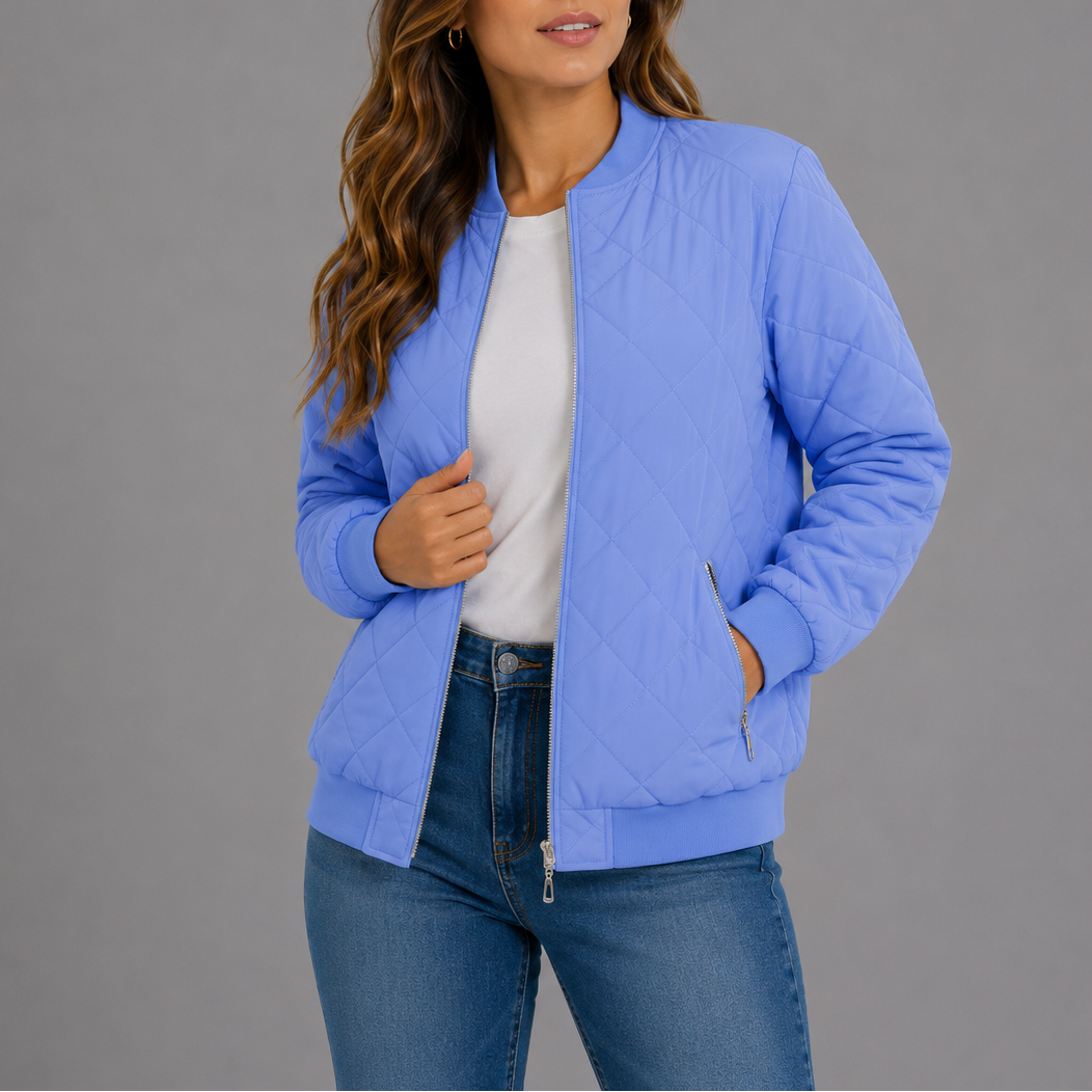 Classic quilted bomber jacket for women