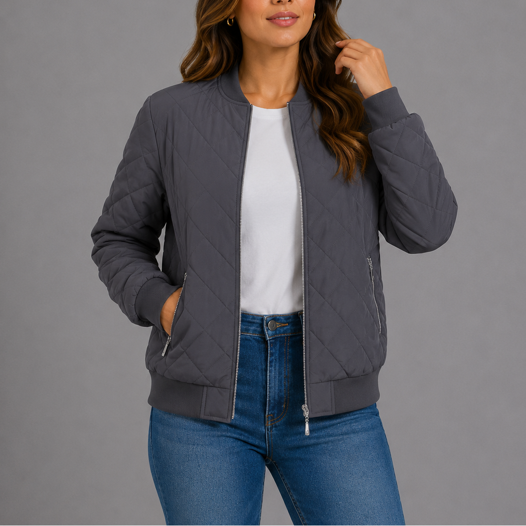 Classic quilted bomber jacket for women