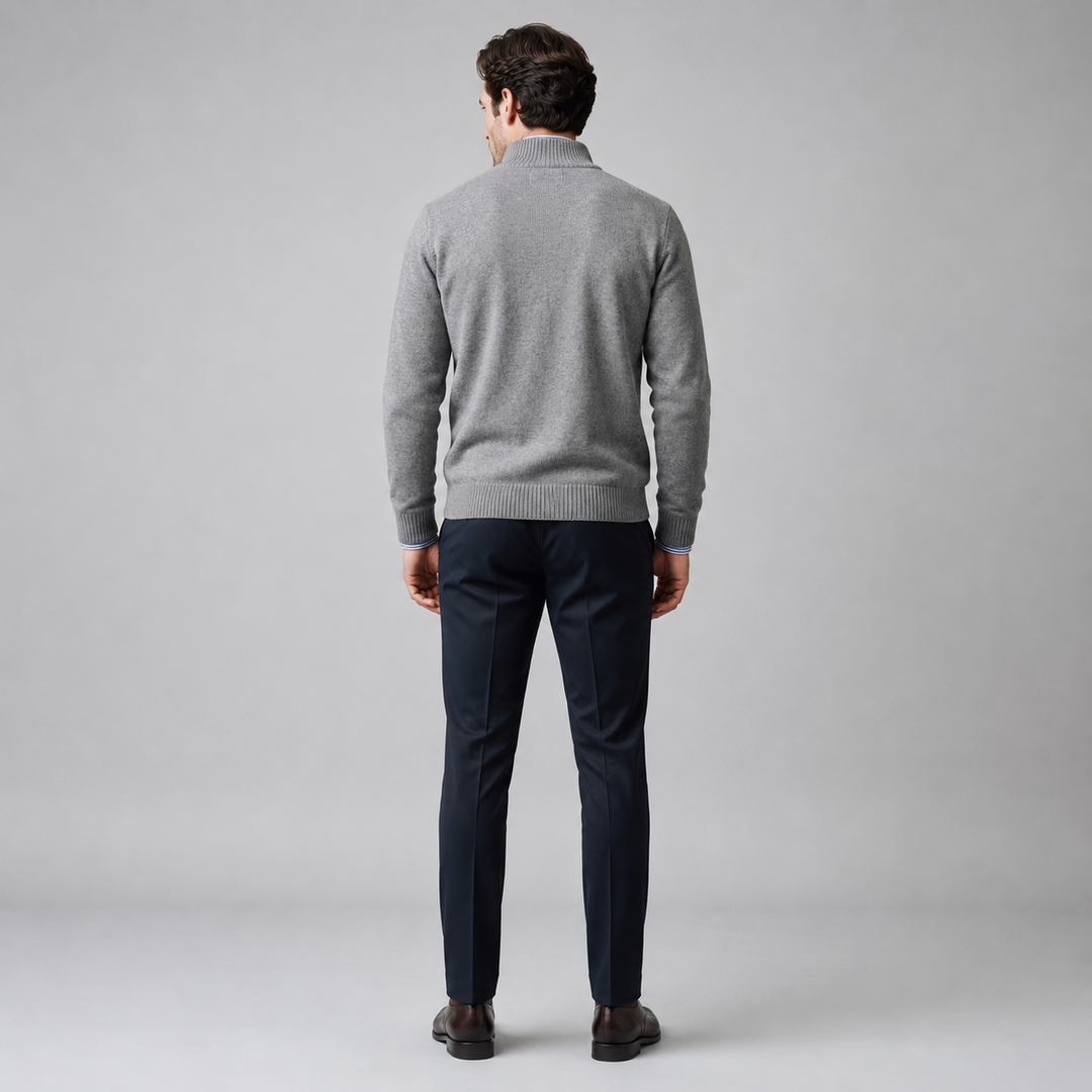 Men's cotton knit sweater with a half-zip