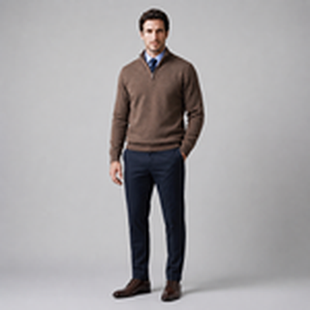 Men's cotton knit sweater with a half-zip