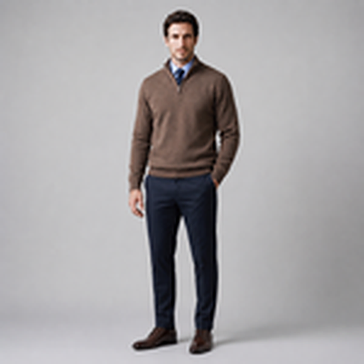 Men's cotton knit sweater with a half-zip