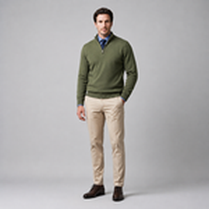 Men's cotton knit sweater with a half-zip