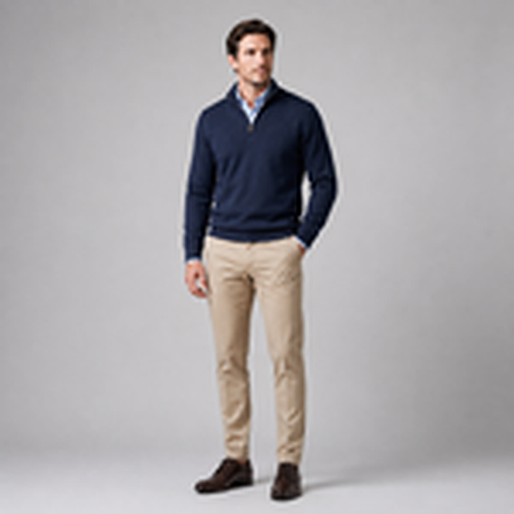Men's cotton knit sweater with a half-zip