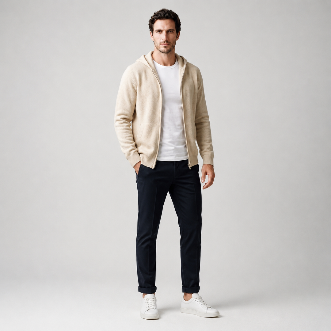 Men’s wool jacket with hood and zipper