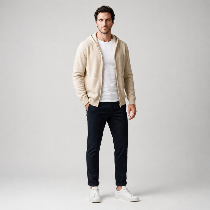 Men’s wool jacket with hood and zipper