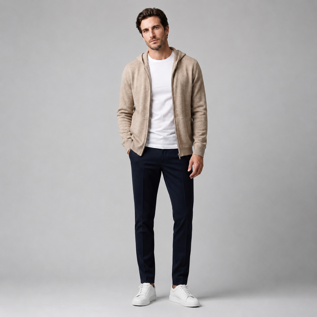 Men’s wool jacket with hood and zipper