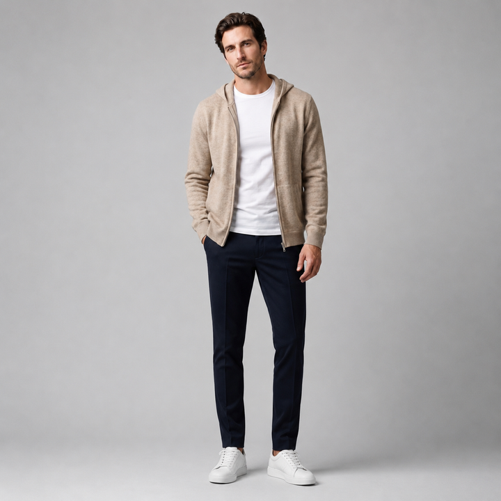 Men’s wool jacket with hood and zipper