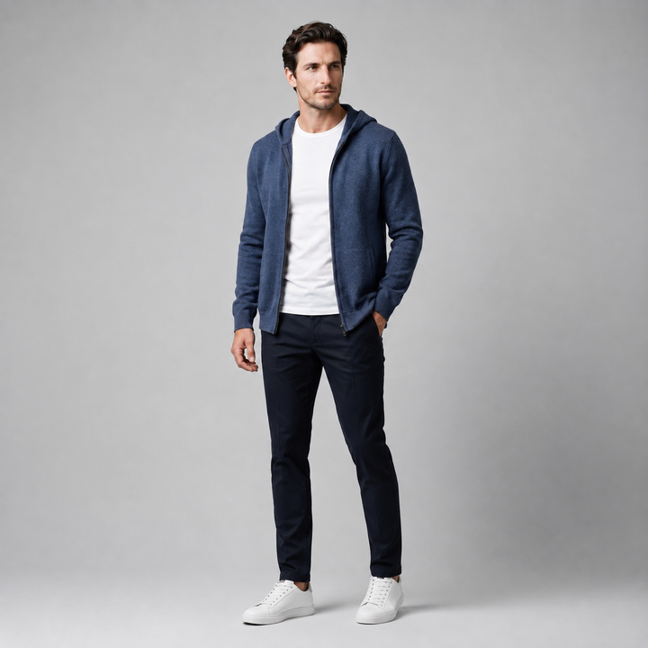 Men’s wool jacket with hood and zipper
