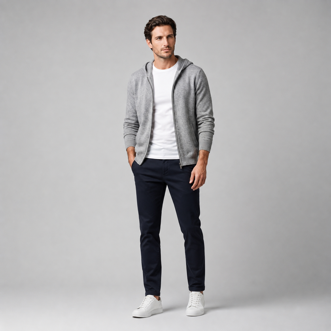Men’s wool jacket with hood and zipper