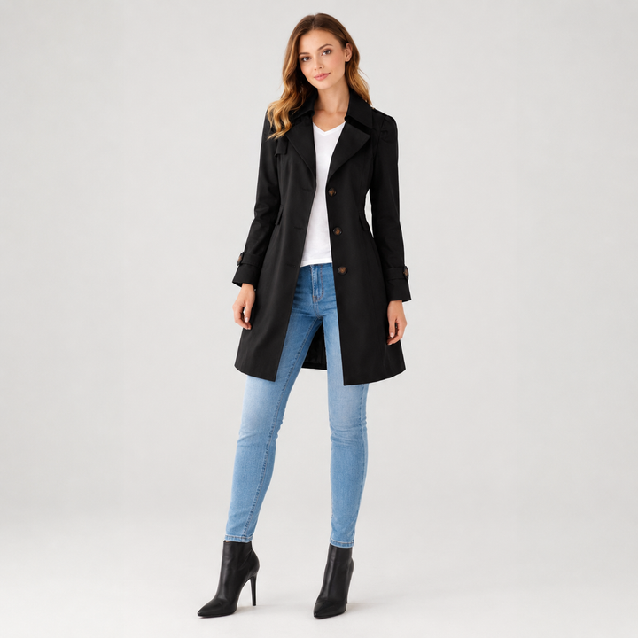 Classic fitted trench coat for women