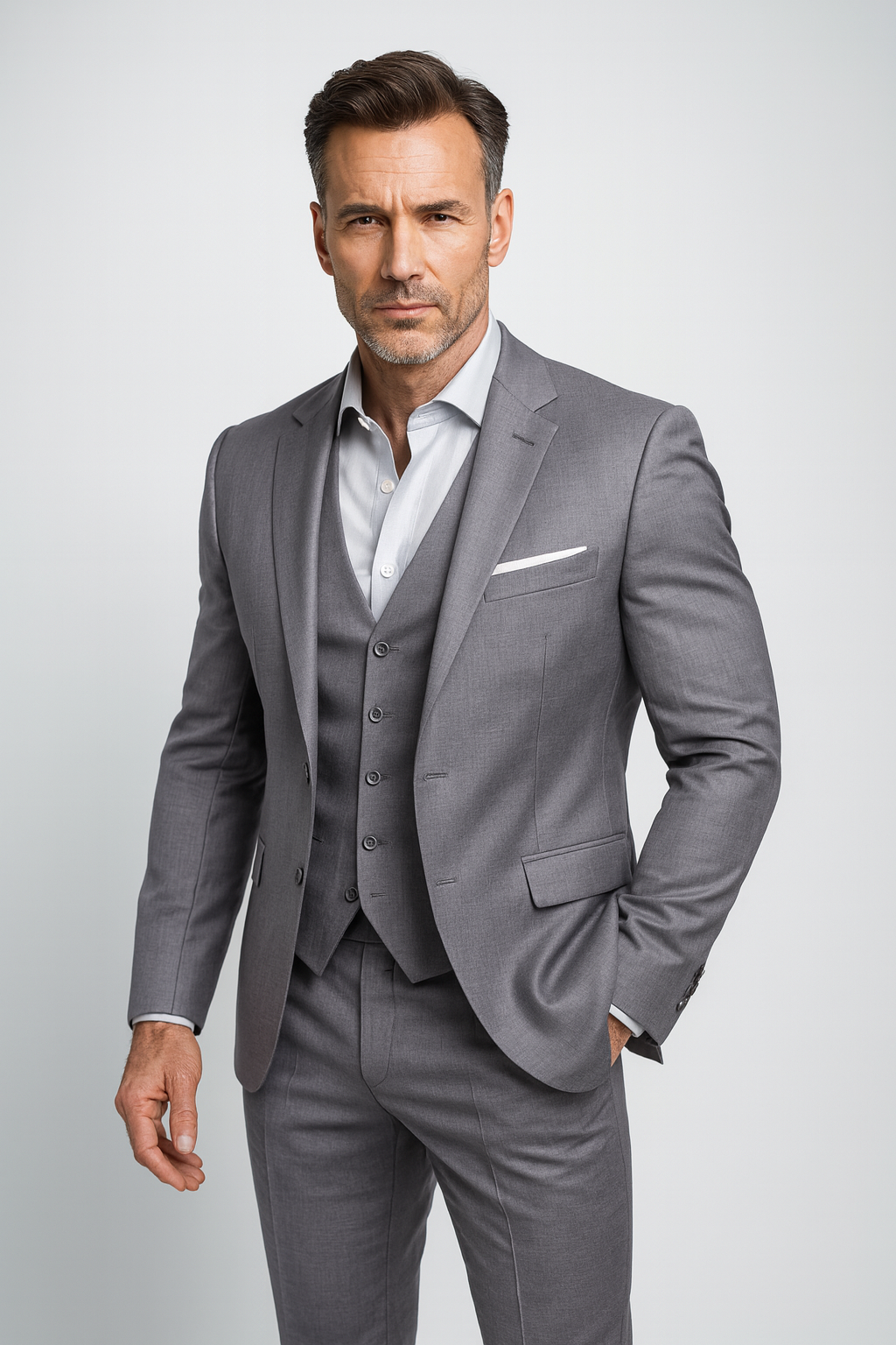 Slim-fit three-piece suit for men