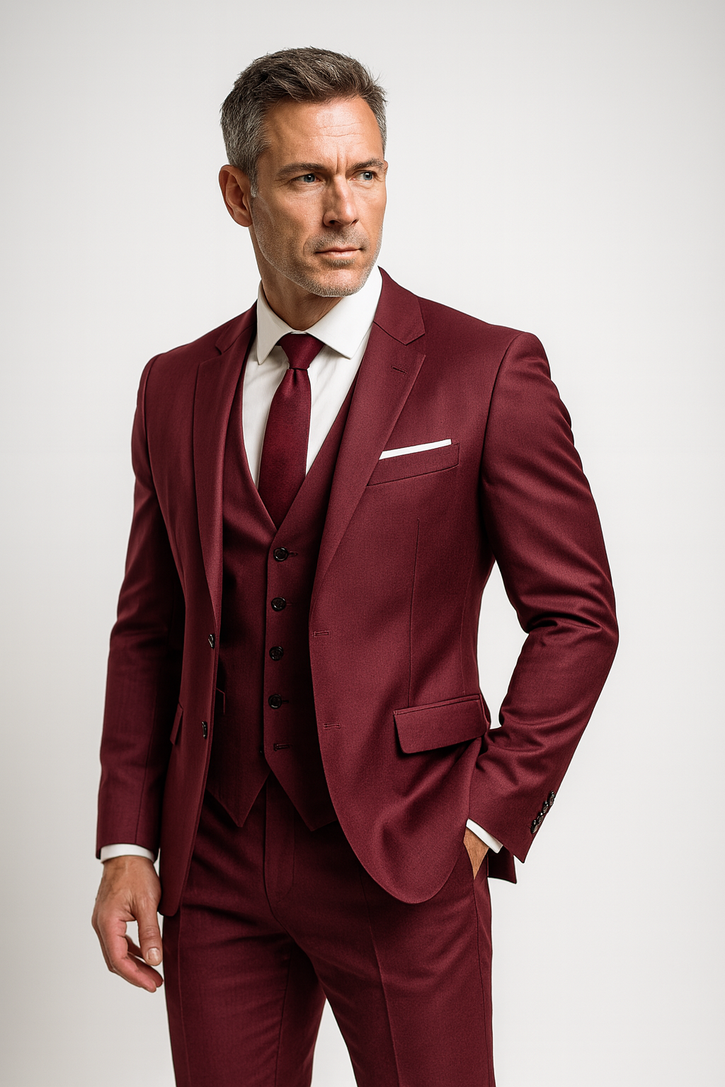 Slim-fit three-piece suit for men