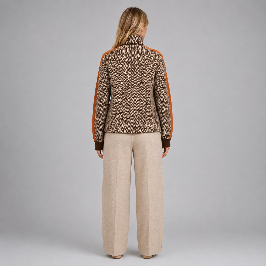 Women's herringbone turtleneck sweater