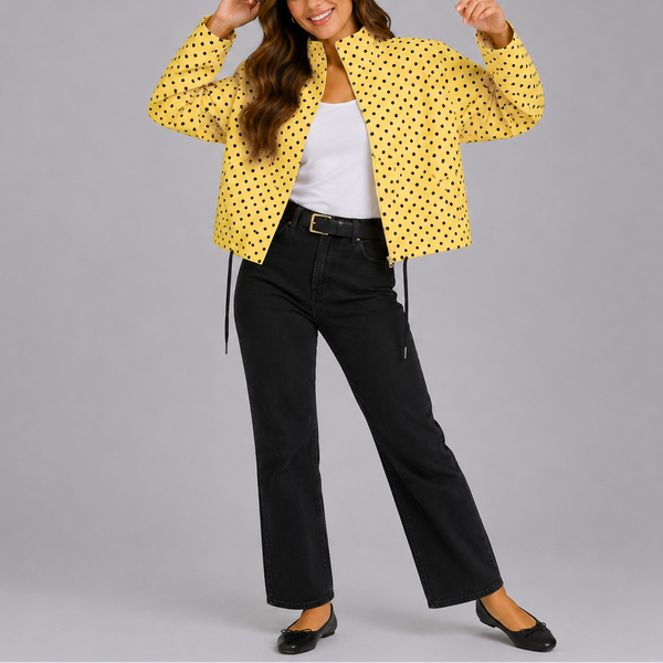 Casual polka-dot bomber jacket for women