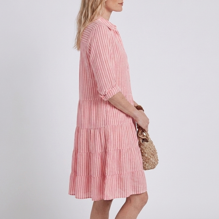 Striped summer dress with an A-line fit for women