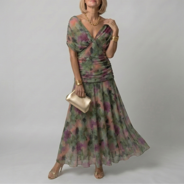 Off-shoulder midi dress with a flowy fit for women
