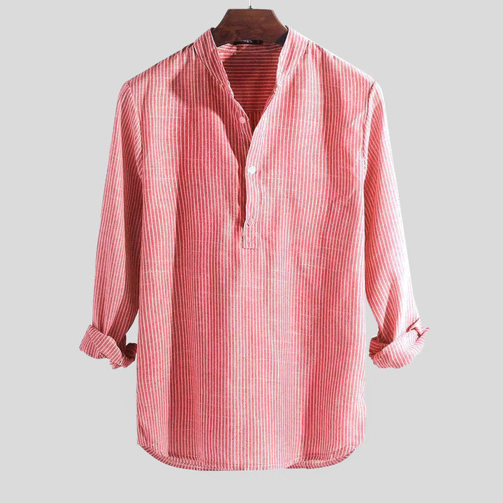 Long-Sleeve Striped Henley Shirt for Men