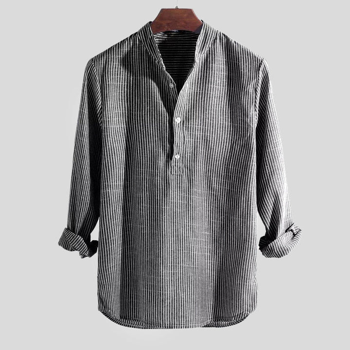 Long-Sleeve Striped Henley Shirt for Men
