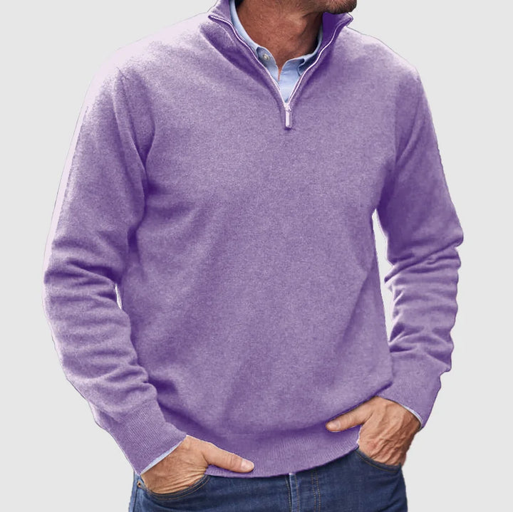 Quarter-zip knitted sweater for men